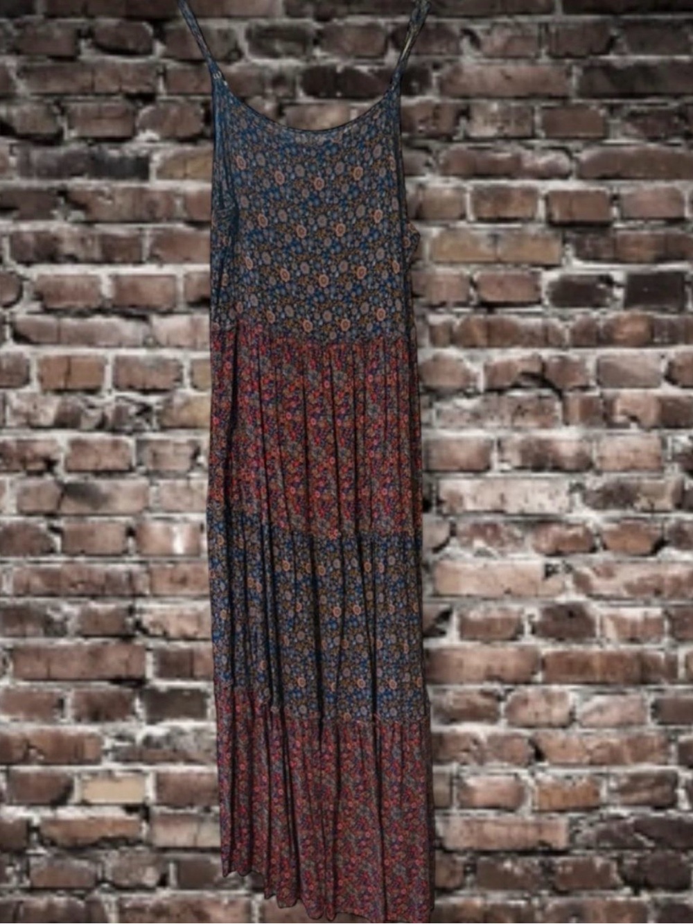NATURAL LIFE Navy & Rust Floral Tiered Maxi Dress
